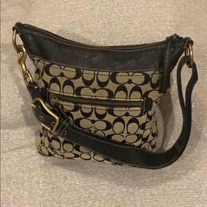 Coach Black/Grey Signature Logo Crossbody Handbag